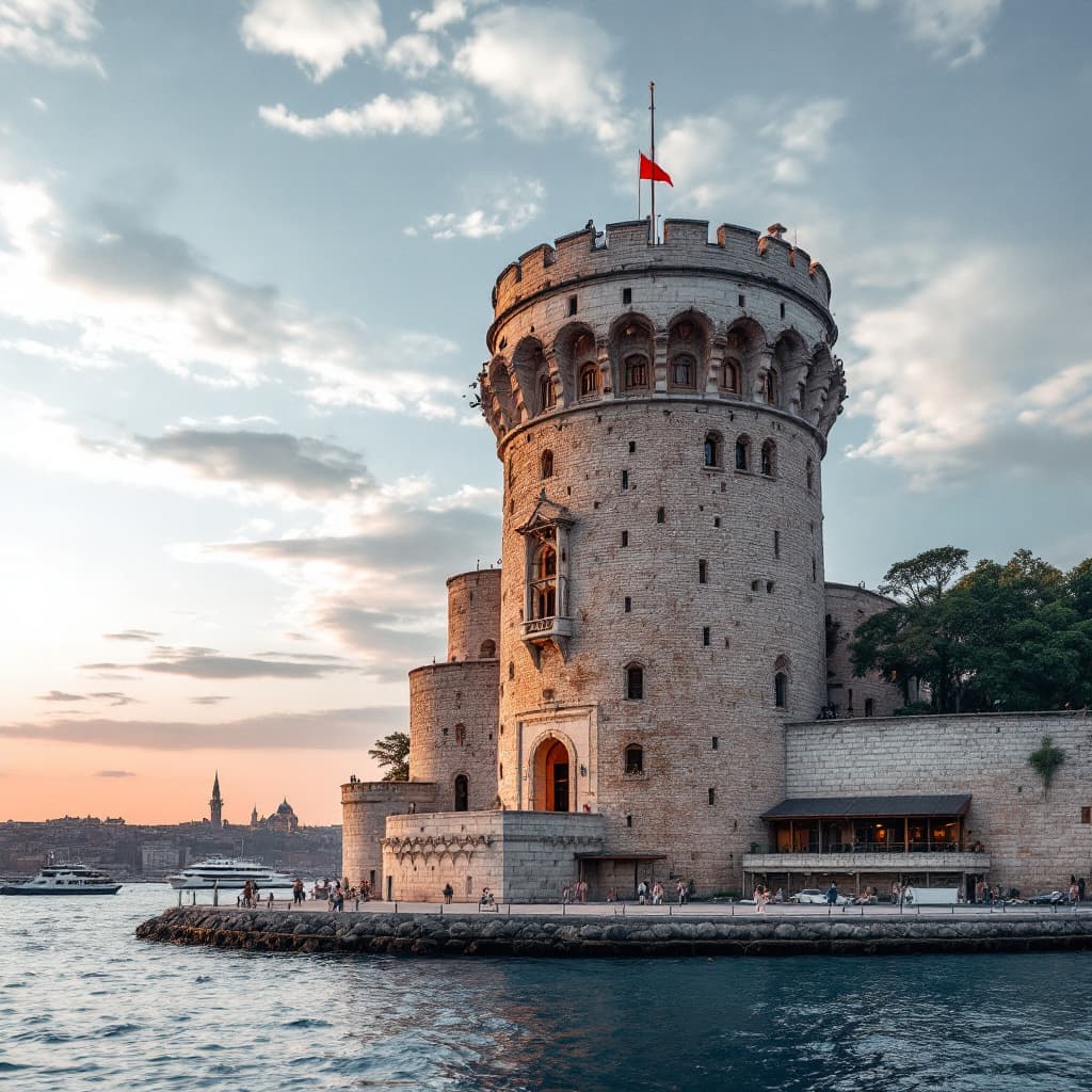 AI generated: The walls of  İstanbul the Maiden's Tower are completely made of concrete. 