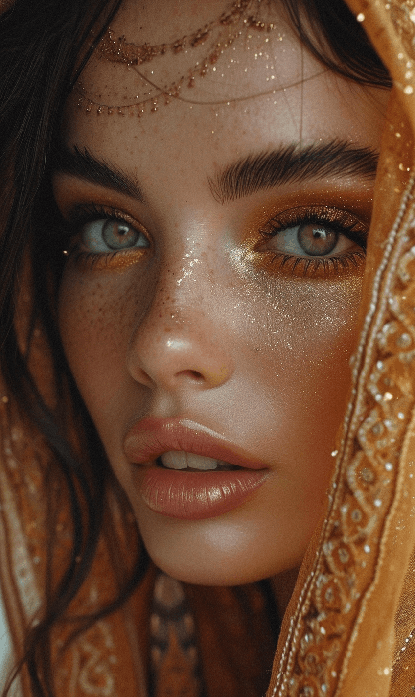 AI generated: summer beauty, in the style of hannah yata, fluid acrylics, dark bronze and beige, chicano-inspired,...