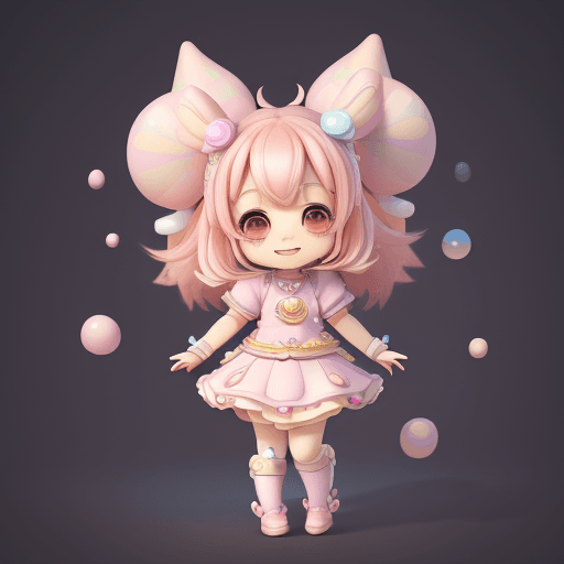 AI generated: The Fullbody whimsical artwork of adorable chibi character, Teleidoscope cute, cheerful expression, ...