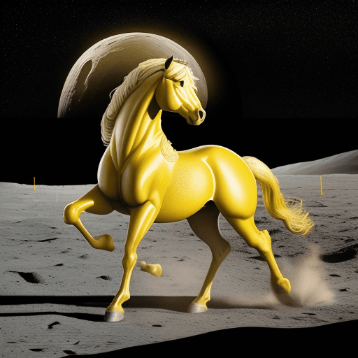 AI generated: Yellow Horse on the moon