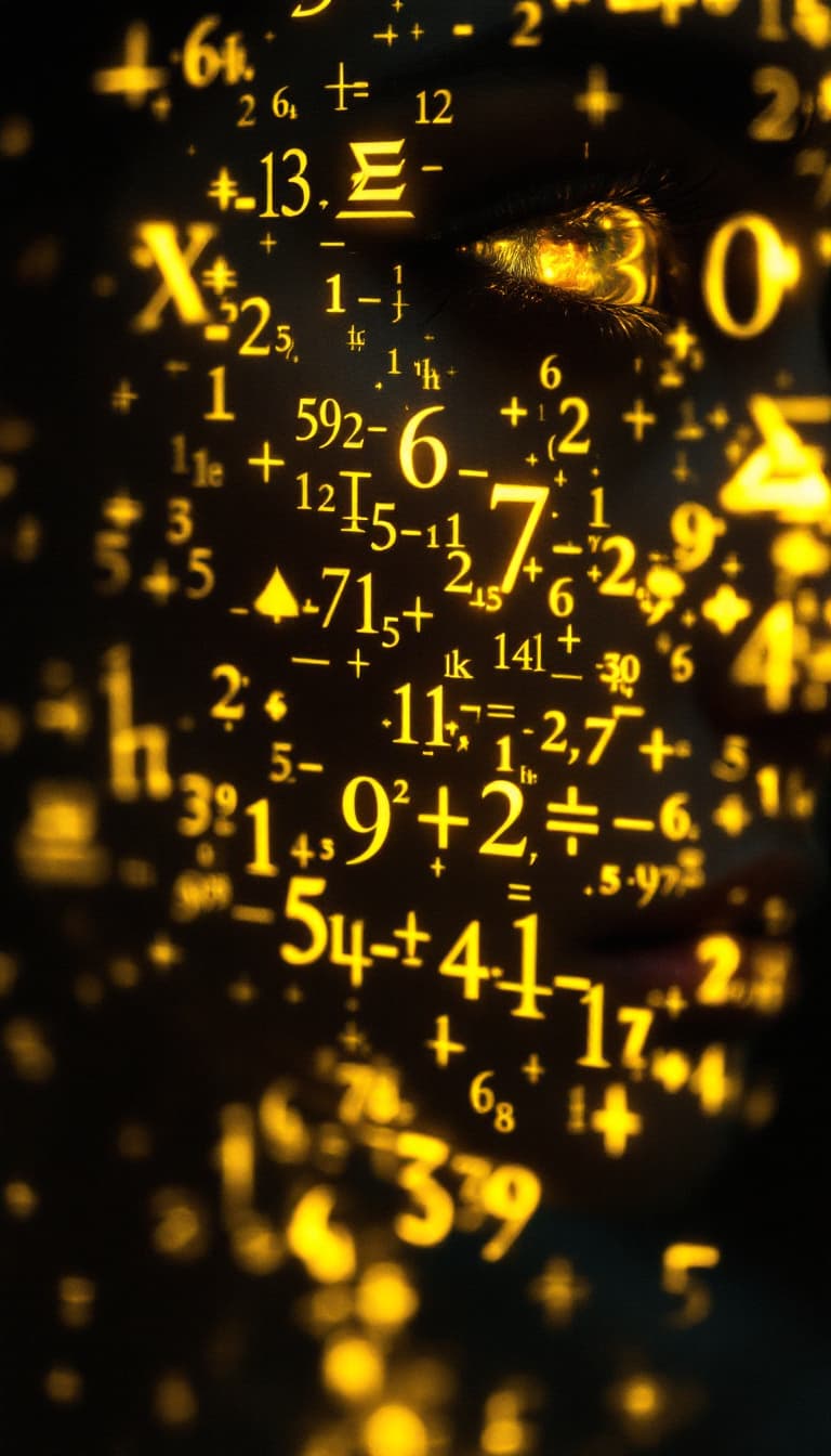 AI generated: Shadowrun Math Projection - A close-up of a person's face with set logical ambient background, DayGl...