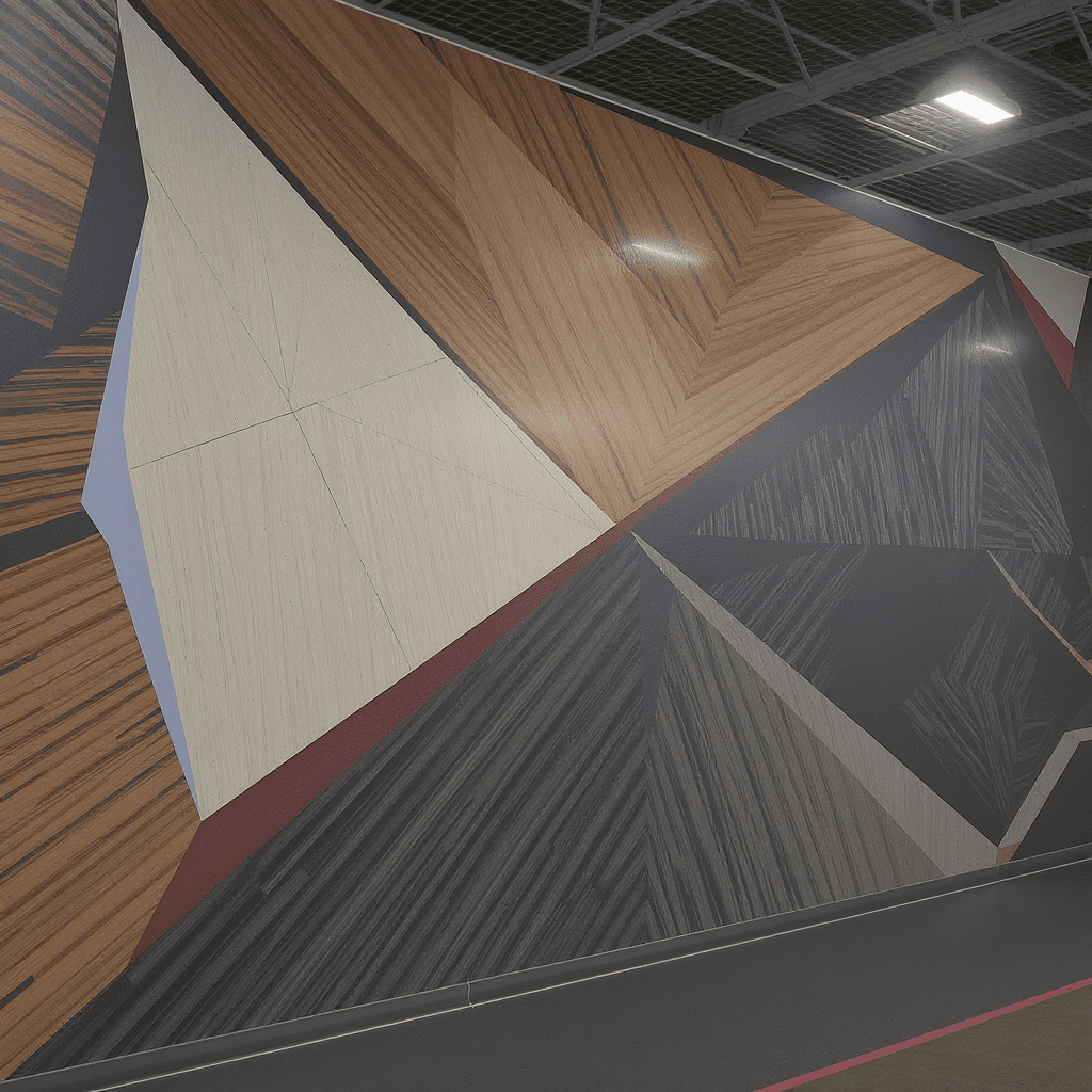 AI generated: arena background with geometric walls and fluorescent lights