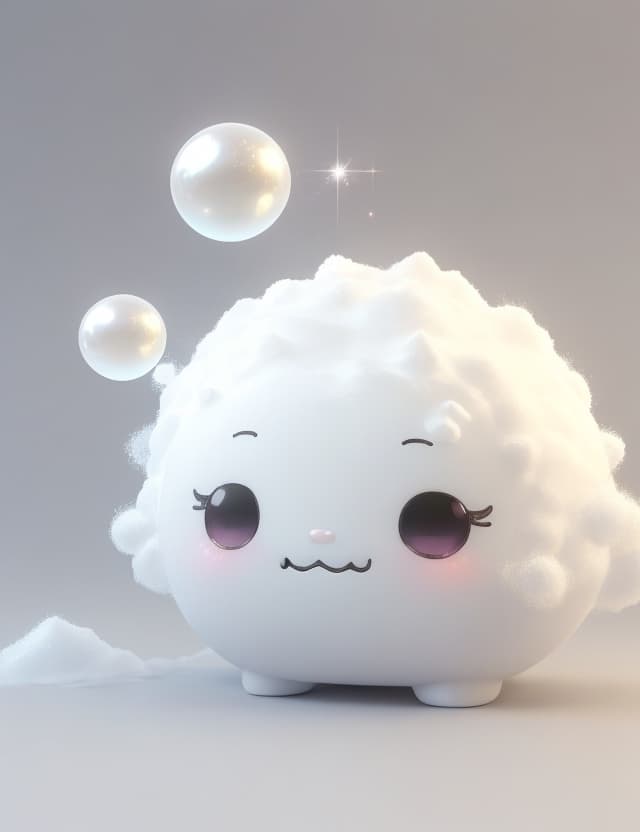 AI generated: a 3D model , Nendoroid style, beautyful, art toy collection charactor ,(((a cute monster cloud , min...