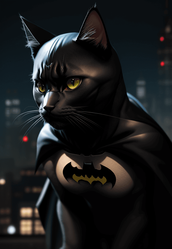 AI generated: batman-cat, hyper detalic, cinematic, animation, 8k