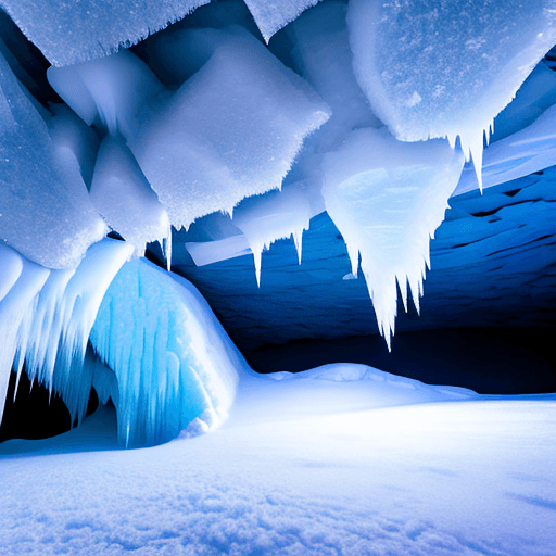 AI generated: snow storm in an ice cave.
ice crystals falling to the ground.
flat barren horizon.
Style: scifi 