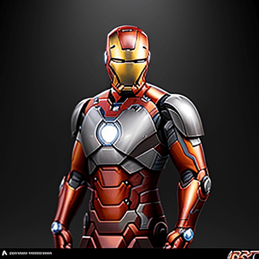AI generated: Mandalorian style ironman, bust, perspective view, iron-man, silver color, sleek, solid orange backd...