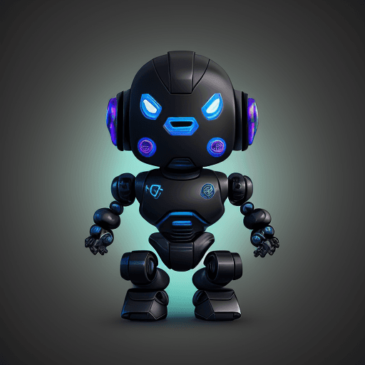 AI generated: a simple cartoon mini figure for black robot futuristic, inspired by fortnite, unreal engine, techy ...