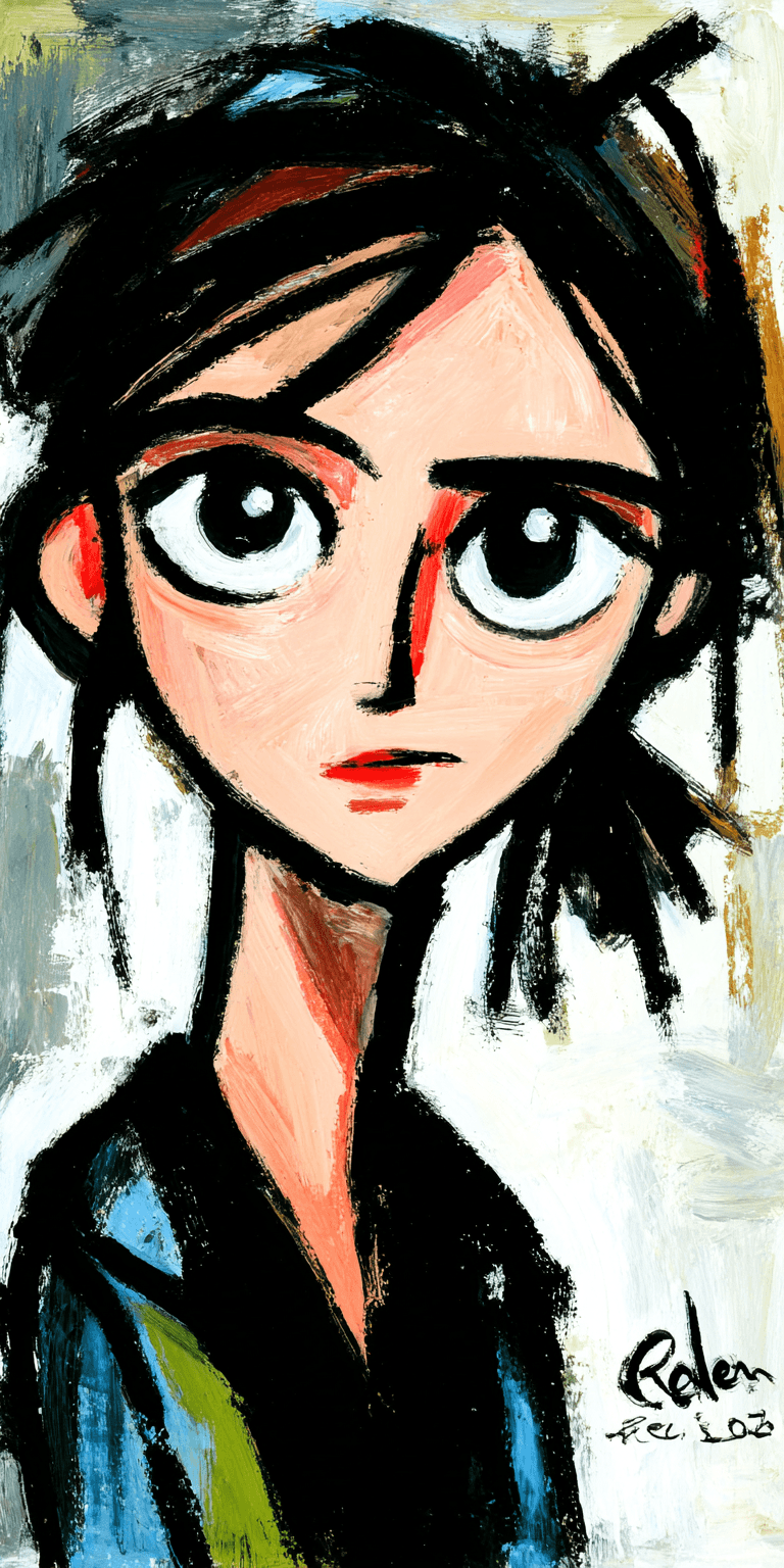 AI generated: minimalist, very basic, simplified continuous line drawing of a woman, in the style of pen drawing b...