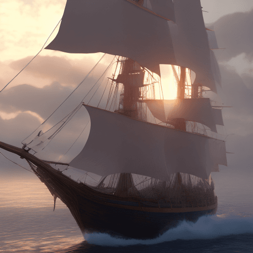 AI generated: Photo of a ultra realistic sailing ship, dramatic light, pale sunrise, cinematic lighting, battered,...