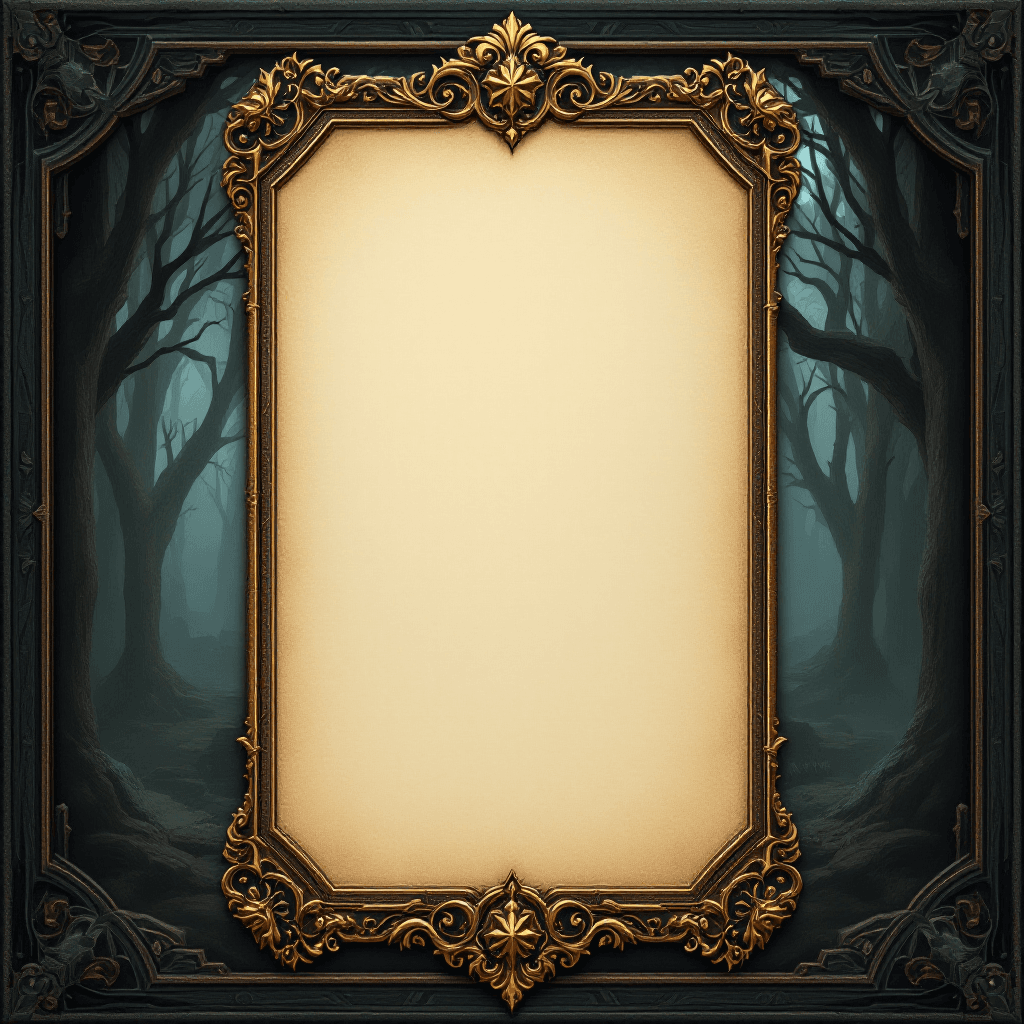 AI generated: "Create a concept art for a single, blank character card template for the board game 'Mystic Quest'....