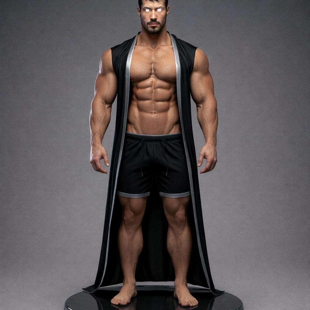 AI generated: Create a tall man with a pair of devil horns on his head with one being chrome black and the other b...
