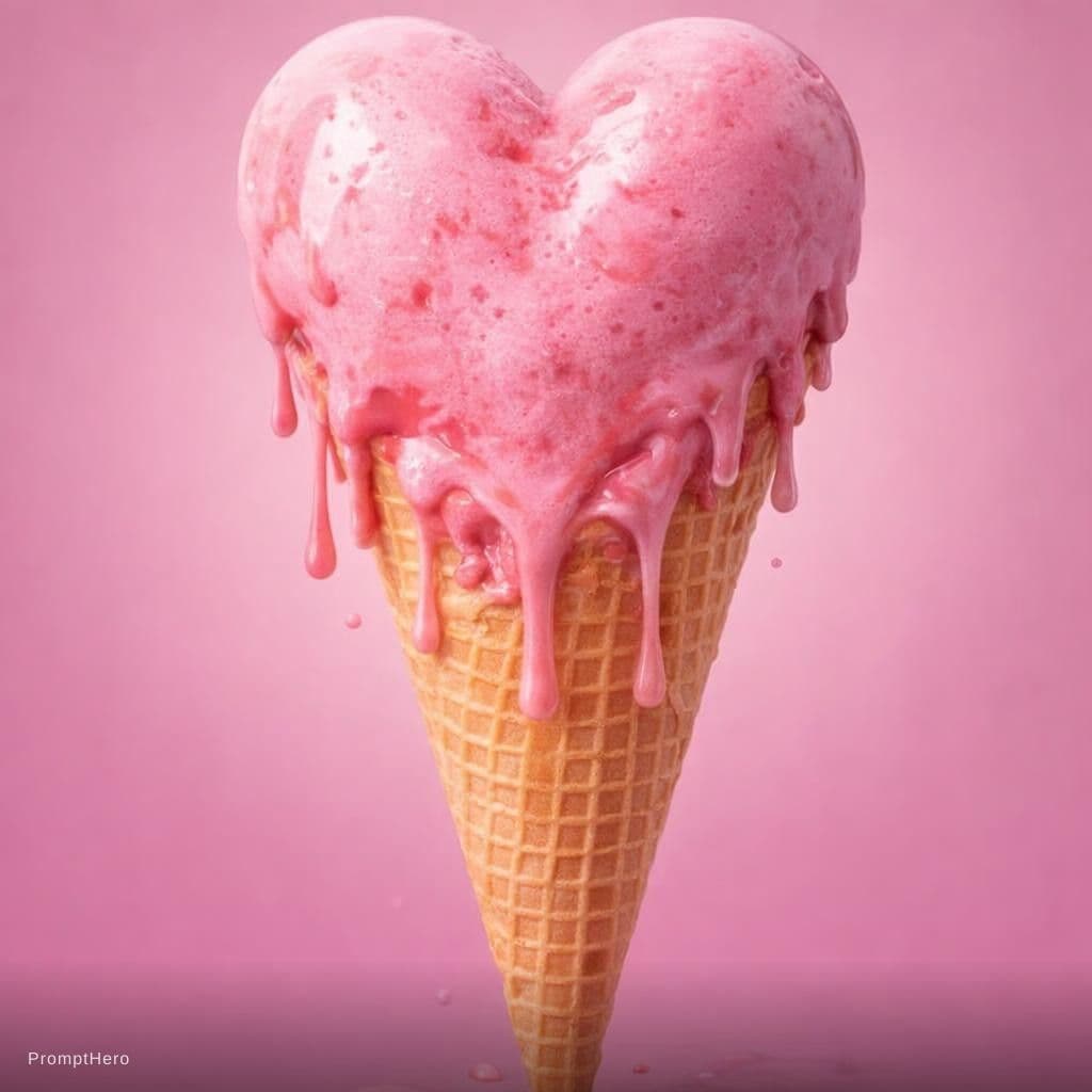 AI generated: heart convert into melting ice cream 

