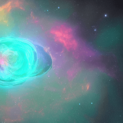 AI generated: galaxies, spirals, space, nebulae, stars, smoke, iridescent, intricate detail, in the shape of a gui...