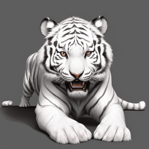 AI generated: Please draw a scary white tiger