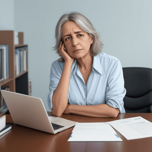 AI generated: crear una imagen de un directivo de mediana edad en su escritorio desesperado por tener que cerrar l...