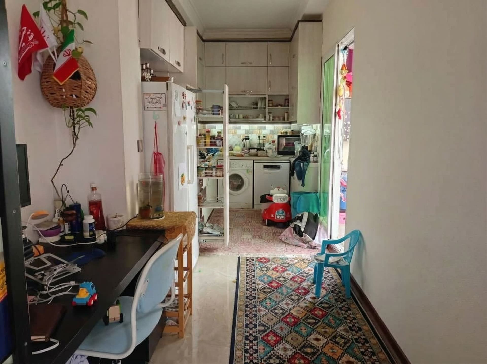 AI generated: Cabinet design for the kitchen that increases the length of the cabinets and uses the space above, a...