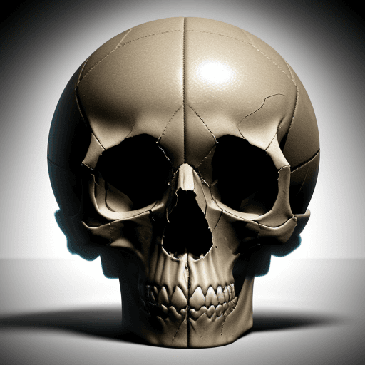 AI generated: A skull resembling a soccer ball, a skull resembling a basketball, a skull the size of an egg