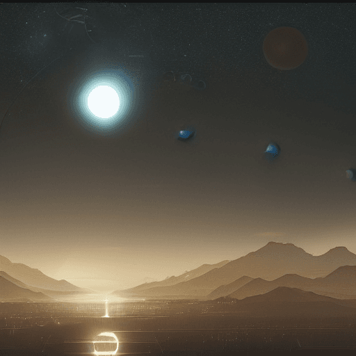 AI generated: zoomed out alien detailed megacity with planets and moons in background inspired by artist yuri shwe...