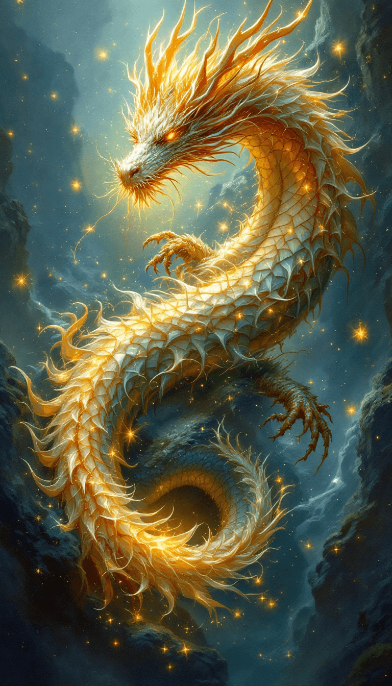 AI generated: final fantasy, beautifull dragon  with extrem many dettails and accesories,  glowing, mystic dragon ...