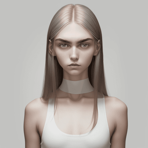 AI generated: a color photo of a woman with long hair, delicate eyebrows, ilya kushinov, supermodel! face!, 18 yea...
