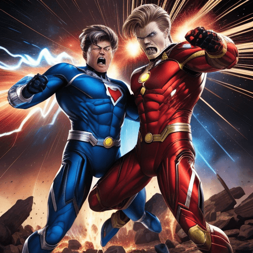 AI generated: Imagine a battle between Homelander and Omni-Man. Homelander, with his American flag-themed suit and...