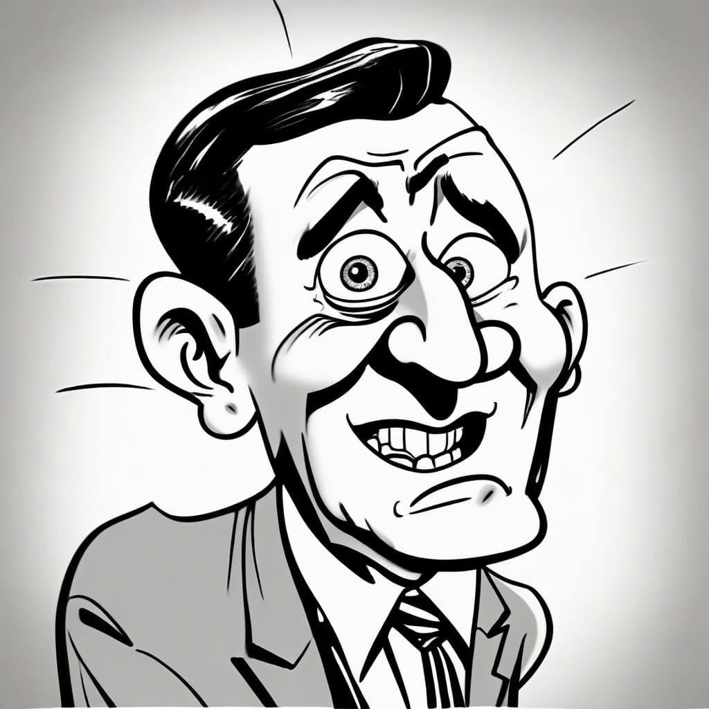 AI generated: A caricature of an elderly politician saying "Yikes!", drawing in the style of Herbert L. Block [Her...