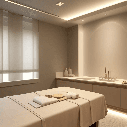 AI generated: one and half meter's width and 2 meters length room spa massage room with a serene and modern aesthe...