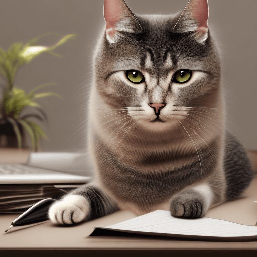 AI generated: cat is working at the office, acting like human, photorealistic, high details, masterpeace, 4k --v 5...