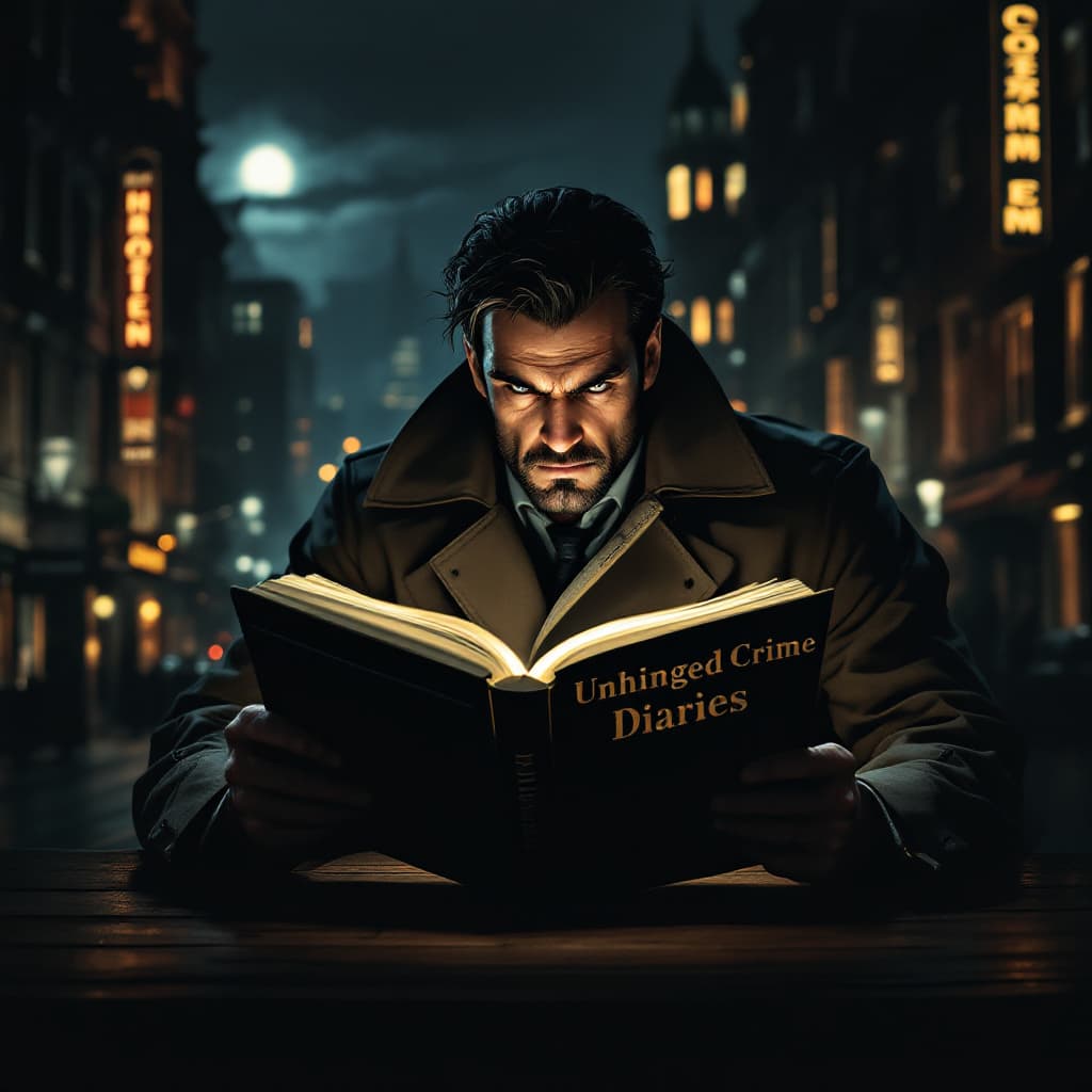 AI generated: Male detective in a trench coat, set against a noir city backdrop at night, in the style of Edward H...