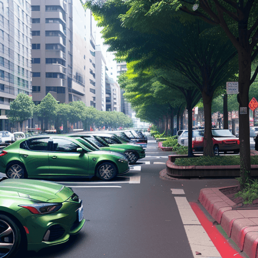 AI generated: cars parked on the city streetsgreen area like park 8k