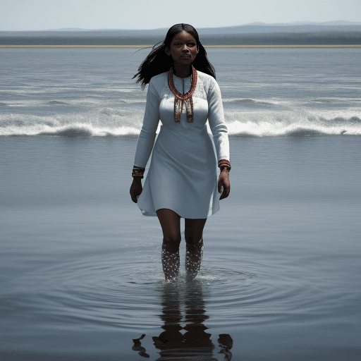 AI generated: a chief daughter, walking on water