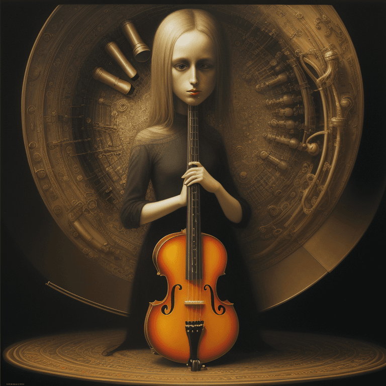 AI generated: music Album cover picture, surreal art, oil picture, music instruments, 