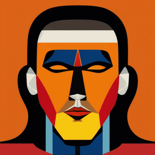 AI generated: *"A modernist abstract male face composition inspired by the cubist style, with geometric shapes in ...