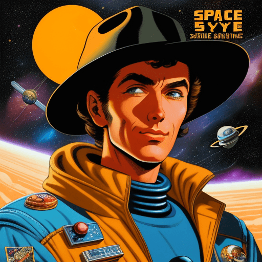 AI generated: Space cowboy in the style of 1950s art in the style of Amazing stories pulp magazine space adventure...