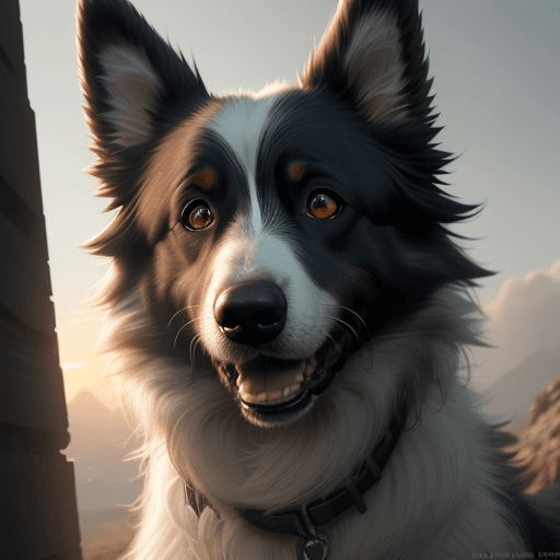 AI generated: Photo of a ultra realistic de una camada de perros border collie, pale sunrise, cinematic lighting, ...