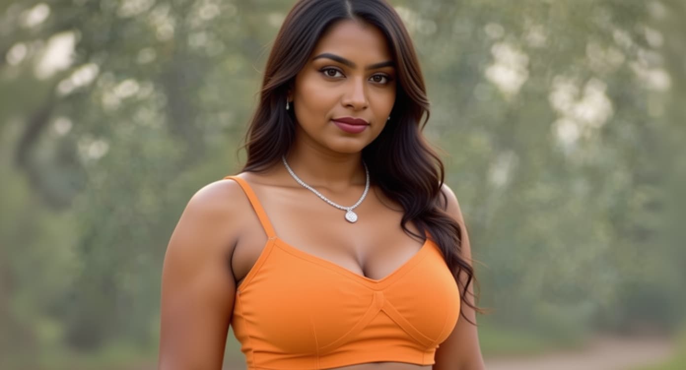AI generated: Natural juicy medium breasts slightly sagging, standing complete boddy, puffy nipples, photorealisti...