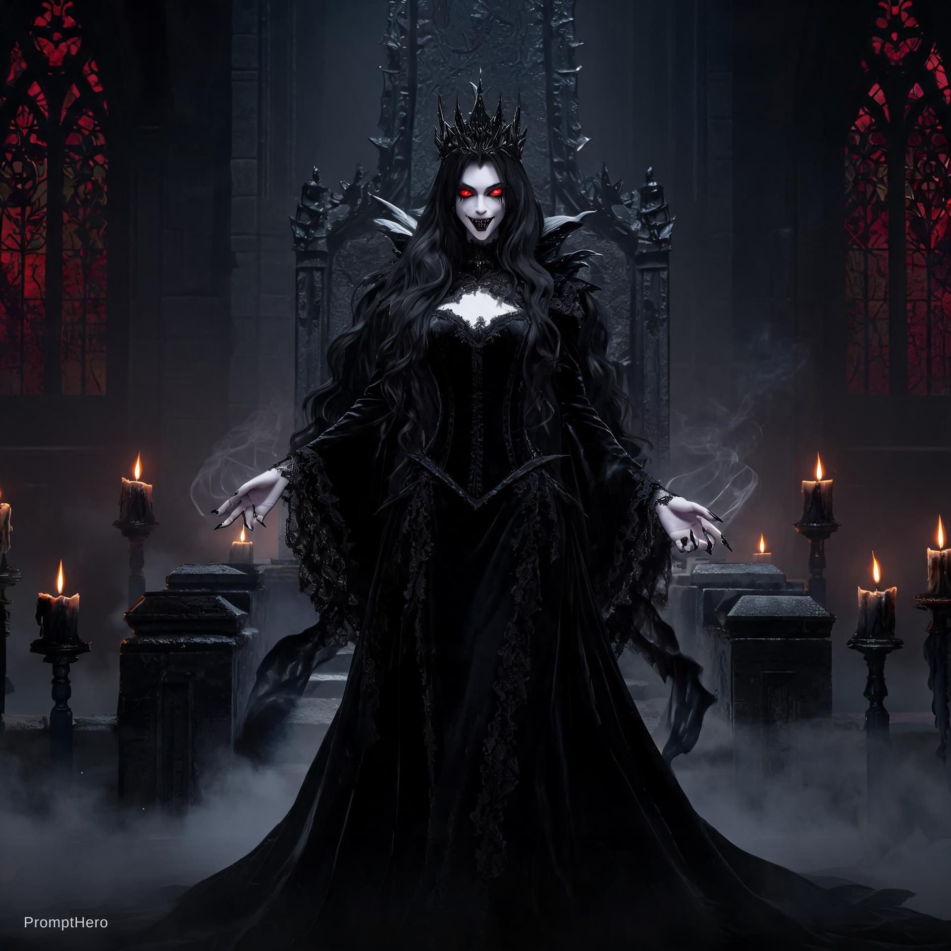 AI generated: vampire queen powerfull misterious and ellegance dark atmosphere