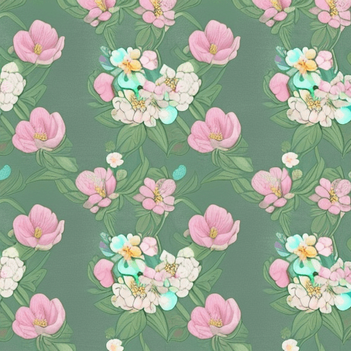 AI generated: a pattern of flowers on a iridescent colored background, detailed wild flowers pattern, pastel flora...