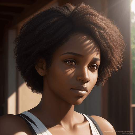 AI generated: portrait of a black woman, with a man, with medium brown hair, clean skin, hazel eyes, soft natural ...