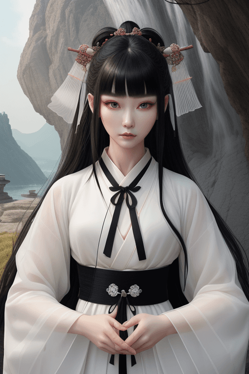 AI generated: visual appeal,good hands,upper body,dynamic pose,hanfu,black hair,ancient,hair ornament,long sleeves...