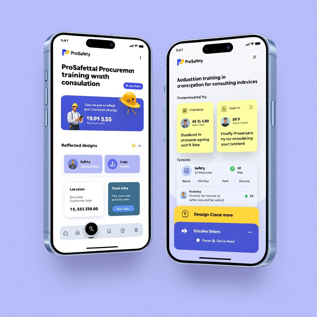 AI generated: Design a user interface concept for a mobile application named 'ProSafety Procurement'. The app shou...