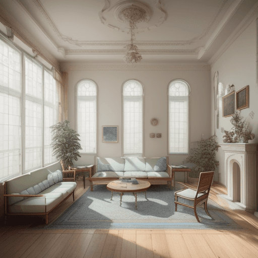 AI generated: High resolution photography interior design, dreamy sunken living room conversation pit, wooden floo...