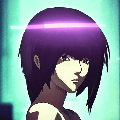AI generated: girl, motoko, ghost in the shell, cyberpunk, ultra realistic, atmosphere, glowing eyes, masterpiece,...