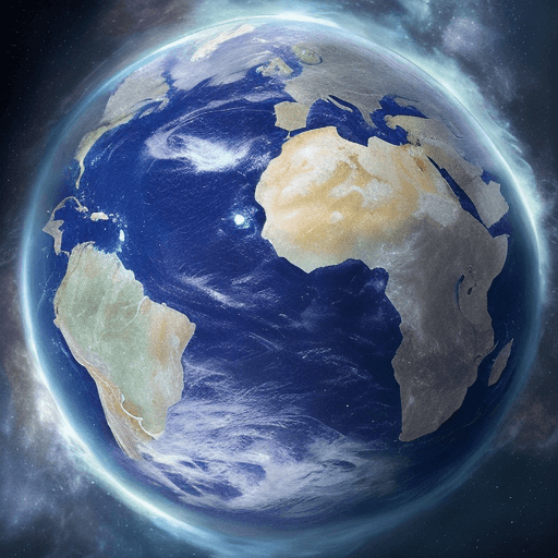 AI generated: mdjrny-v4 style photo of earth globe with angus steak texture, floating in white lab, intricate, hig...