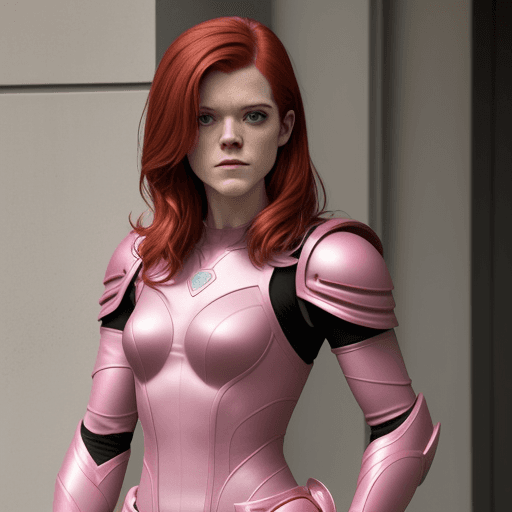 AI generated: Rose Leslie dressed as the Pink Power Ranger.