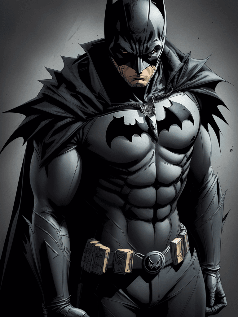 AI generated: 2d metalic pendant engraving of batmans mask, arkham knight, in the style of comics, 8k, rough, marv...