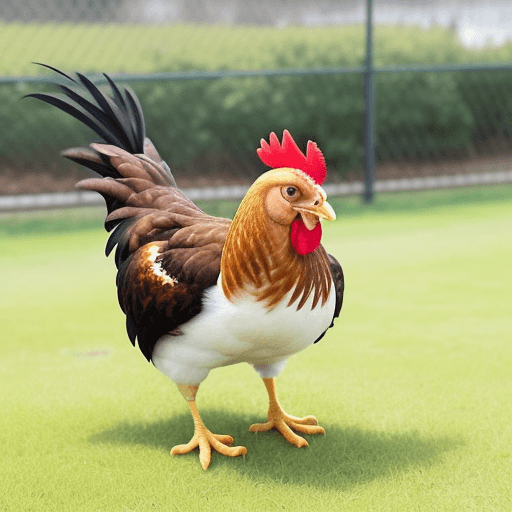 AI generated: generate an image of chicken exercising in a funny way that i can laugh

