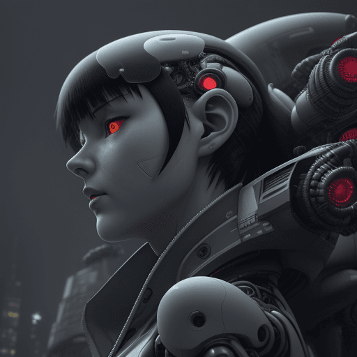 AI generated: 3d rendering, close-up, hyper detail front shot, focus to face, strange face with complex system equ...