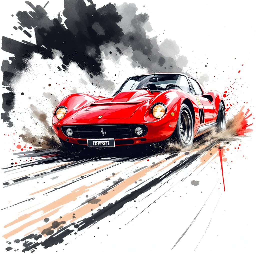 AI generated: modern ink meets charcoal drawing with influences of watercolor painting, a classic old school Ferra...