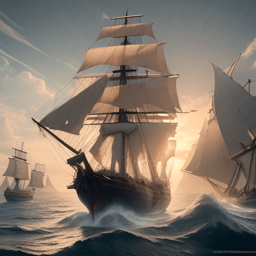AI generated: Photo of a ultra realistic sailing ship, dramatic light, pale sunrise, cinematic lighting, battered,...